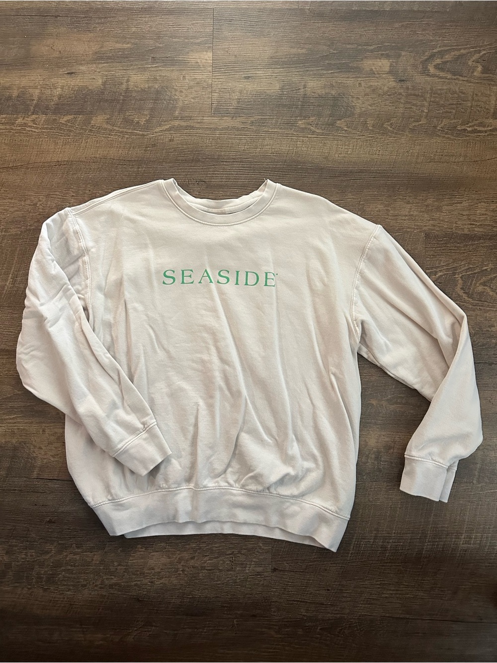 Crewneck Seaside Sweatshirt - Cream with Mint Logo